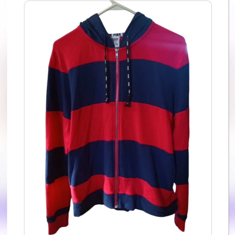 PINK VS Sequin Bling Rugby Perfect Full Zip Hoodie - Picture 3 of 12